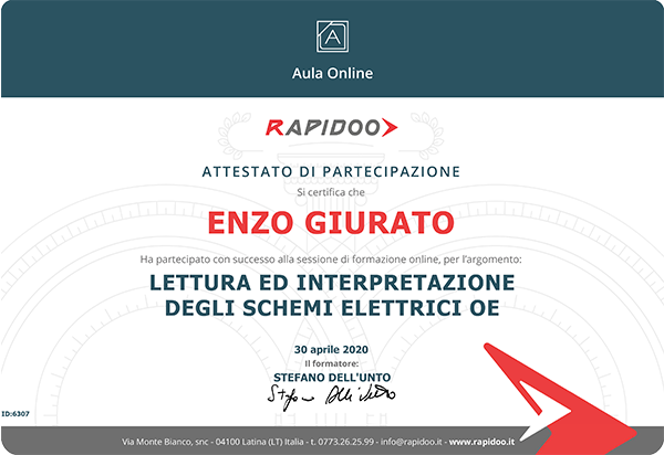 Attestato Lettura interpretazione schemi elettrici